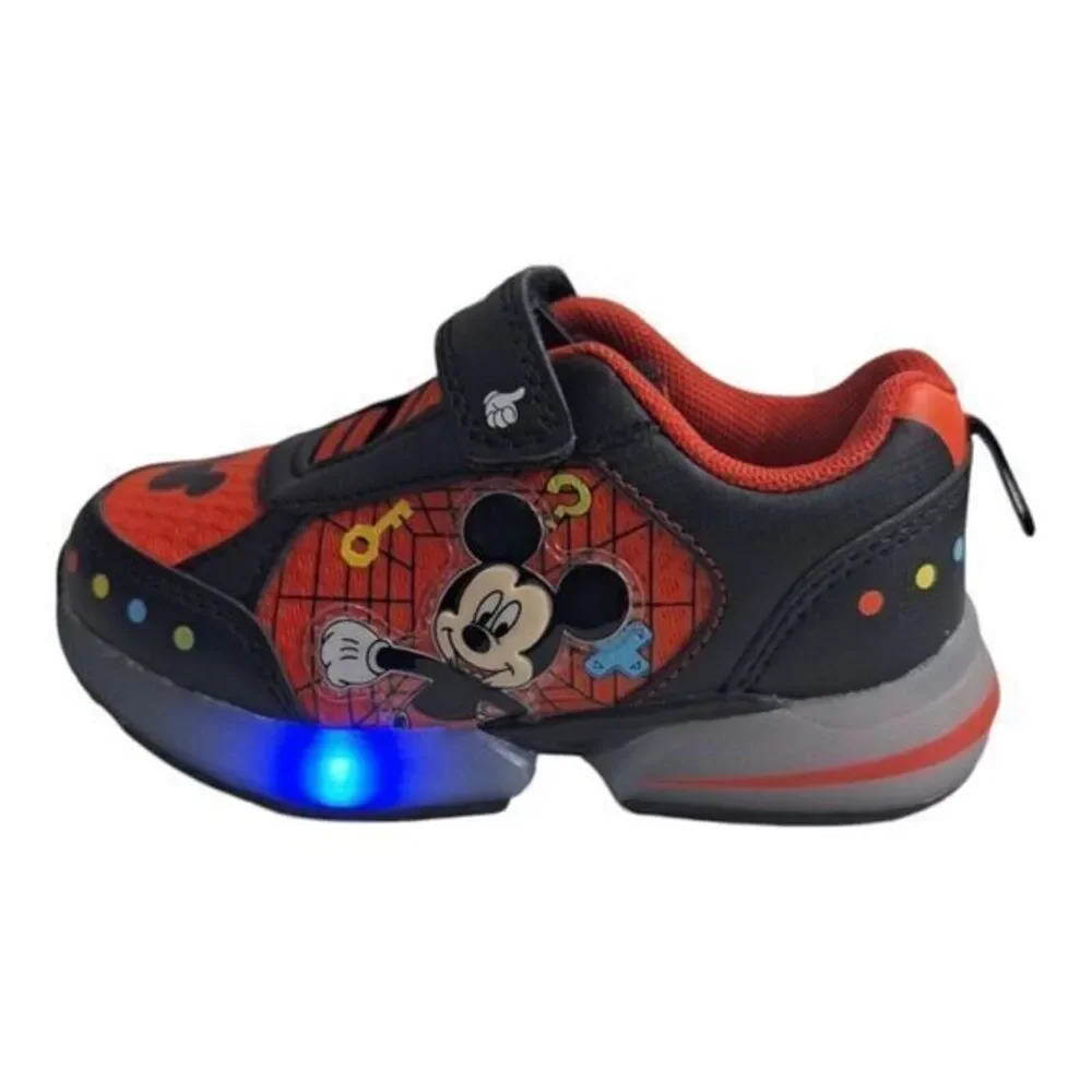 MICKEY Boys Light-Up Shoes Sneakers Toddlers Size 10 (18 Cm) New color Red Black